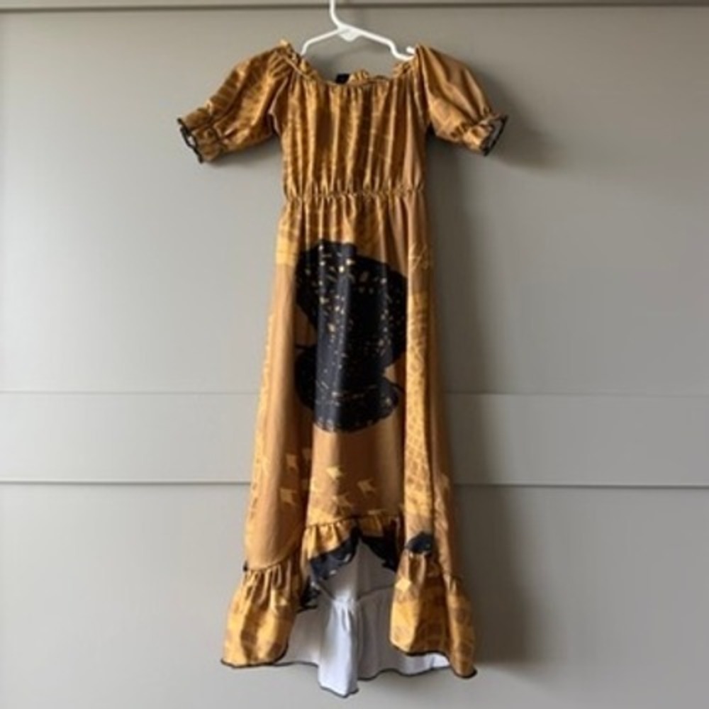 Ho'onani Love Girls 5T 100 Mustard‎ Yellow Hawaiian Print Ruffle Hem Maxi Dress